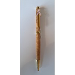 Stylo bille doré ruban rose...